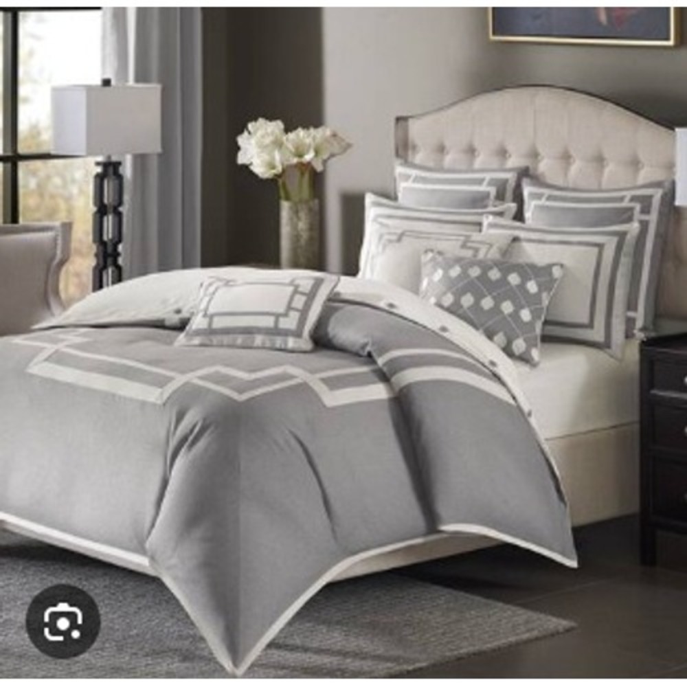 Madison Park Signature Savoy Grey Jacquard Lined Duvet Full/Queen 94x90"